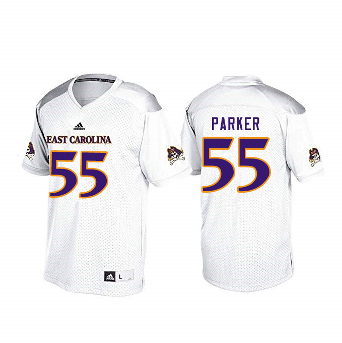 Men #55 Heath Parker ECU Pirates College Football Jerseys Sale-White